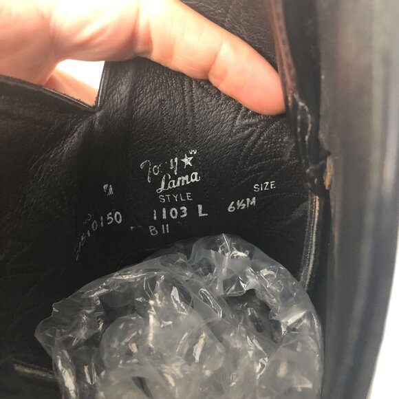 SOLS Vintage Tony Lama Shiny Black Leather Embroidered Women’s Cowboy Boots - Picture 8 of 8